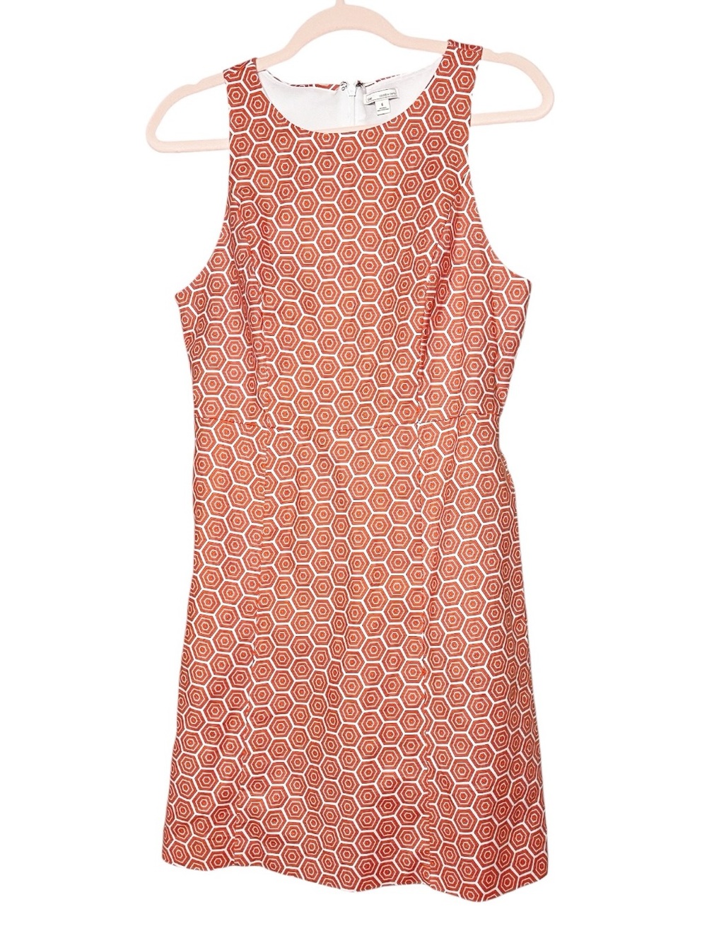 GAP Orange Geometric Print Sleeveless Shift Dress size 6 mod - Picture 2 of 5